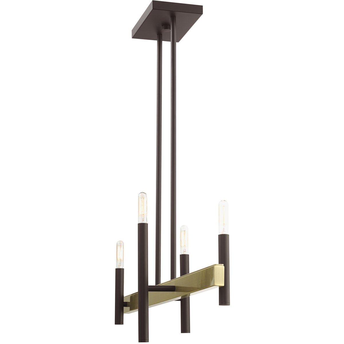 Denmark 4 Light 7.25 inch Bronze with Antique Brass Accents Chandelier Ceiling Light