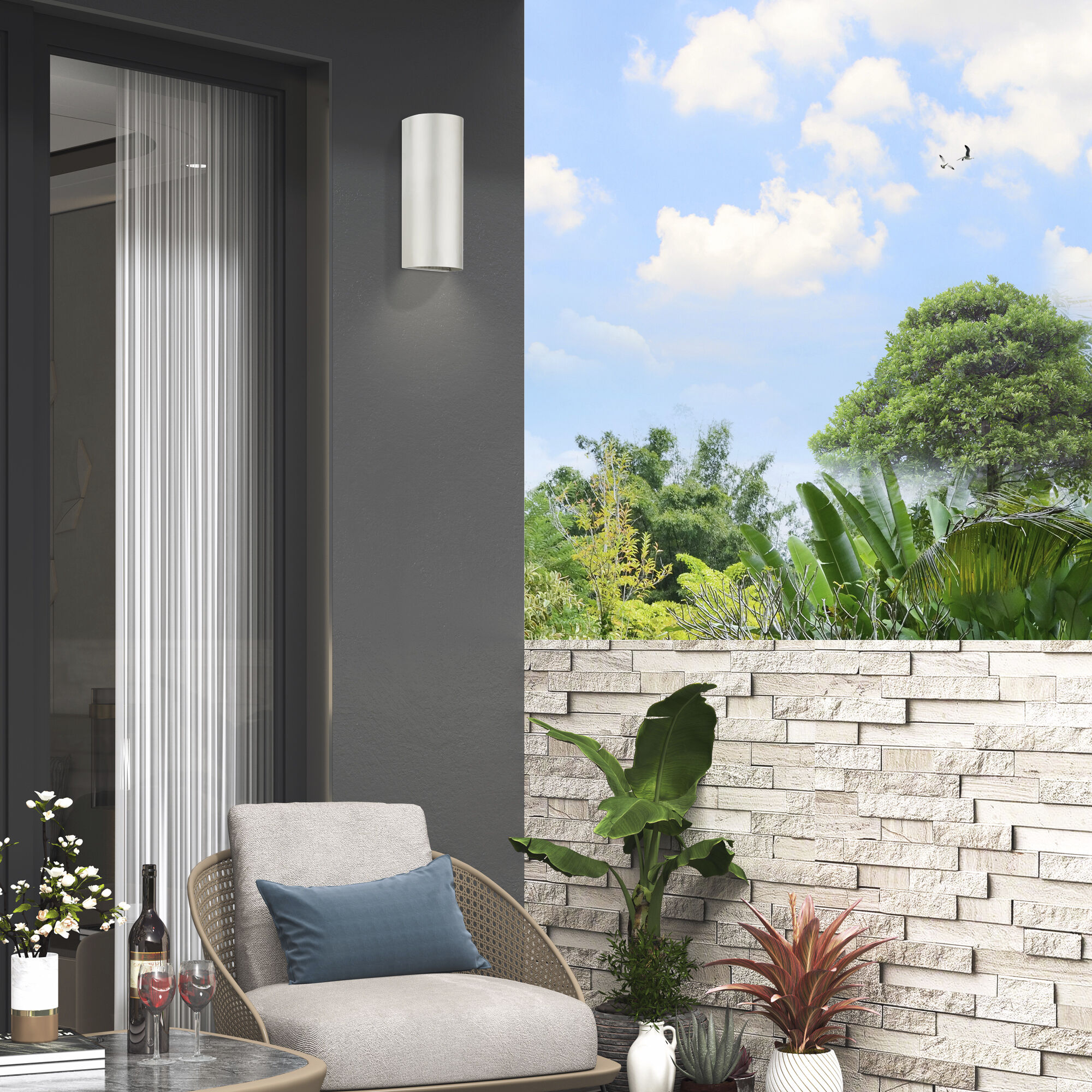 Bond 1 Light 14 inch Brushed Nickel Outdoor / Indoor  Sconce, Large