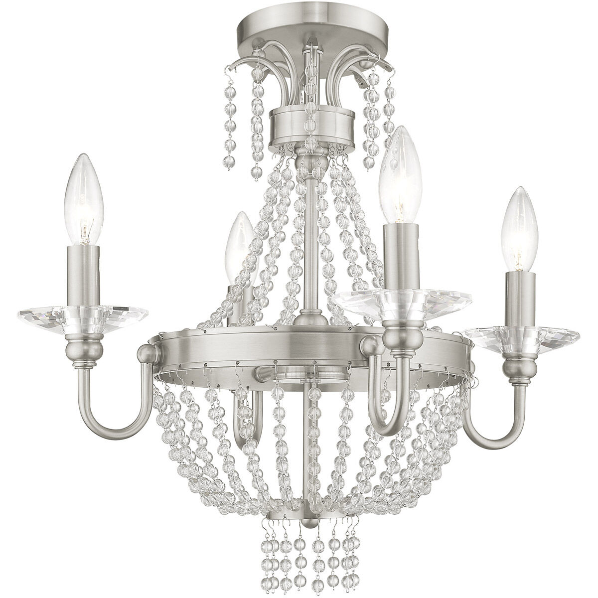 Valentina 4 Light 18 inch Brushed Nickel Convertible Mini Chandelier/Ceiling Mount Ceiling Light