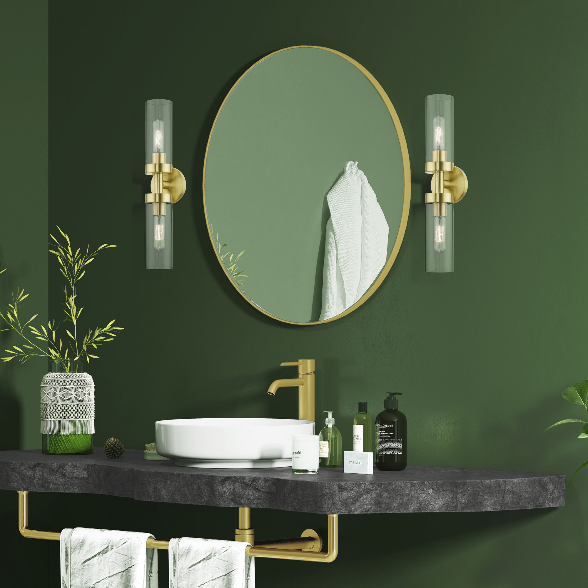 Ludlow 2 Light 4.25 inch Satin Brass Vanity Sconce Wall Light