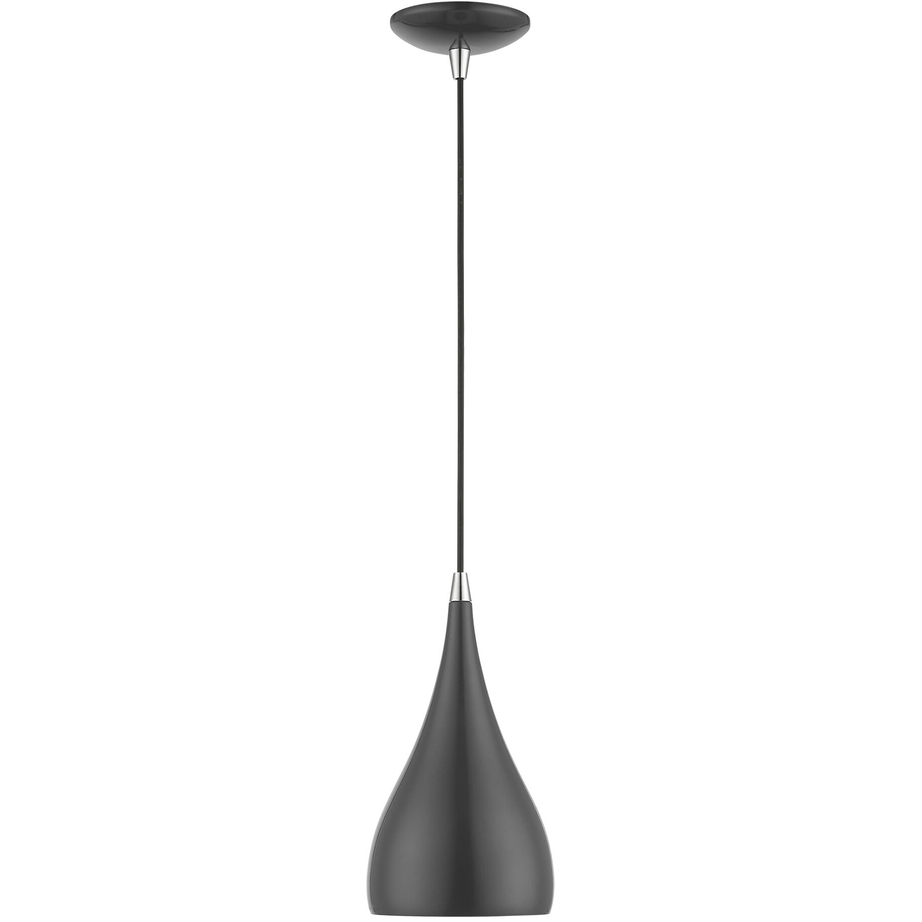 Amador 1 Light 6.25 inch Shiny Dark Gray with Polished Chrome Accents Mini Pendant Ceiling Light