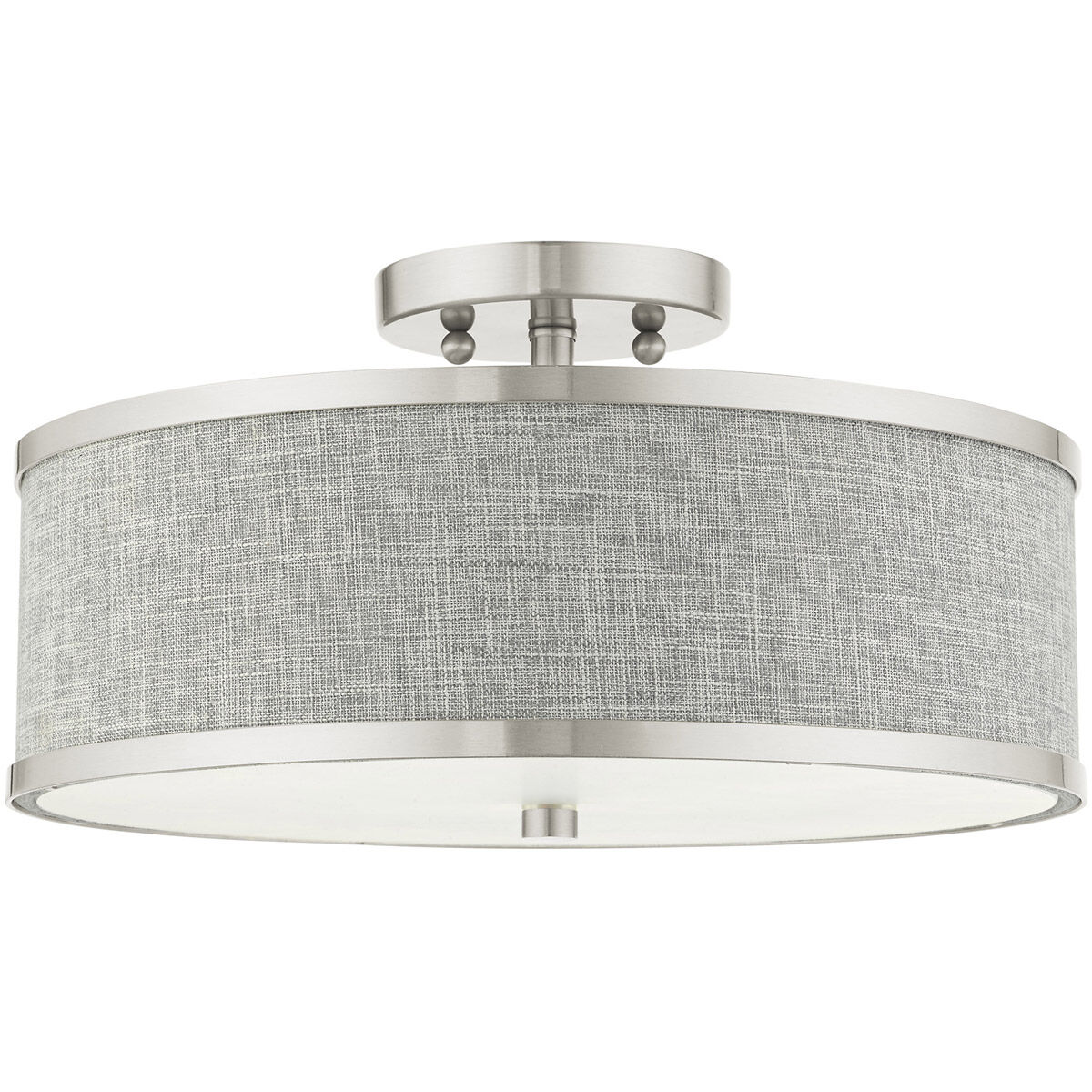 Park Ridge 3 Light 15 inch Brushed Nickel Semi Flush Ceiling Light 