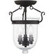 Jefferson 3 Light 10 inch Black Semi-Flush Mount Ceiling Light