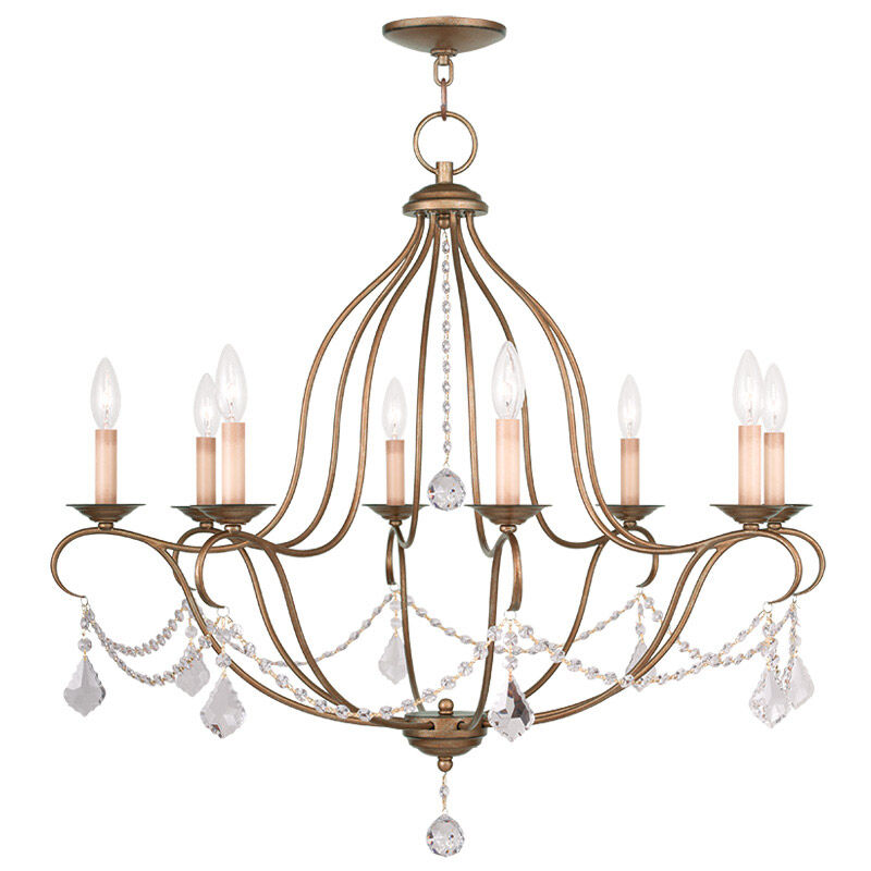 Chesterfield 8 Light 32 inch Antique Gold Leaf Chandelier Ceiling Light