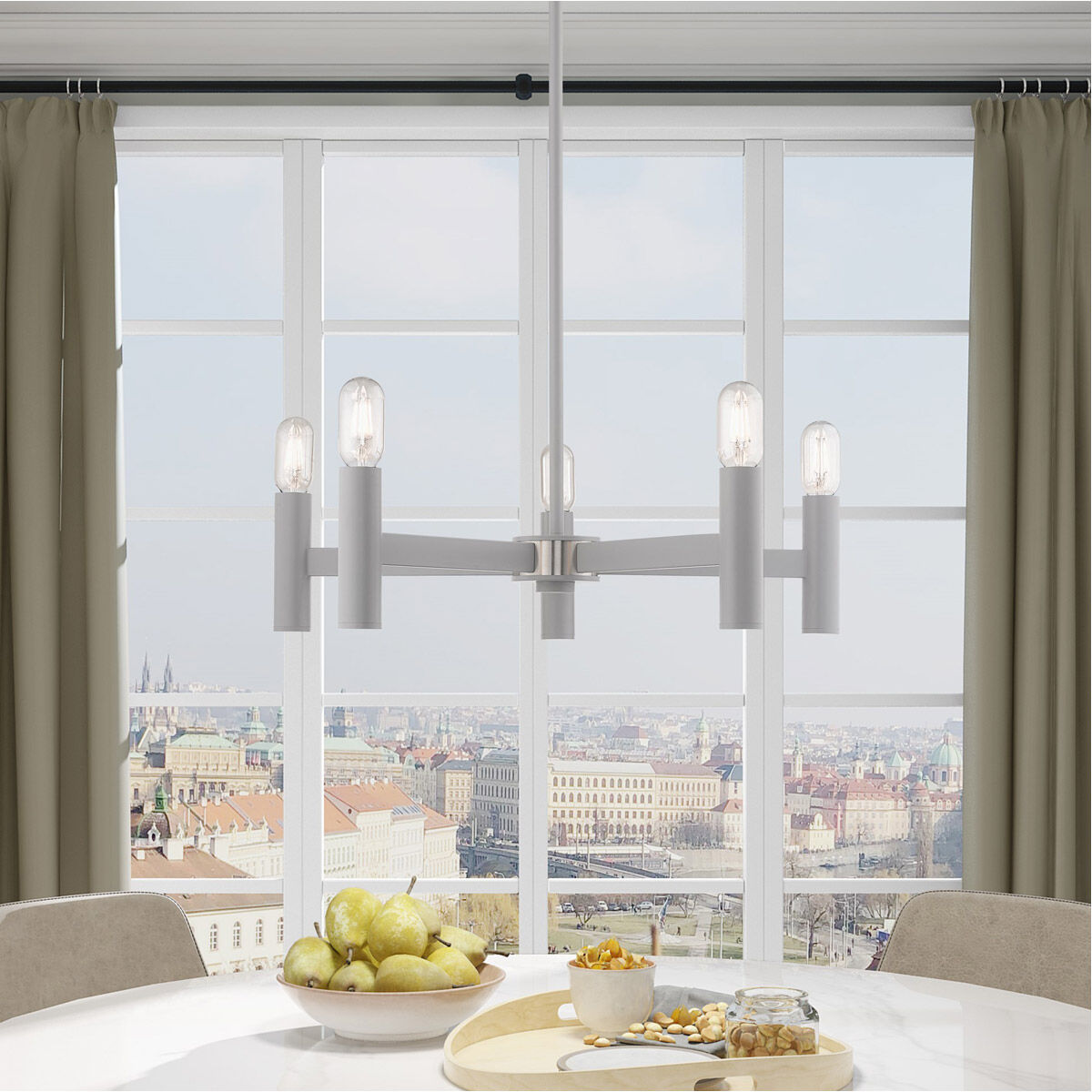 Copenhagen 5 Light 25 inch Nordic Gray Chandelier Ceiling Light