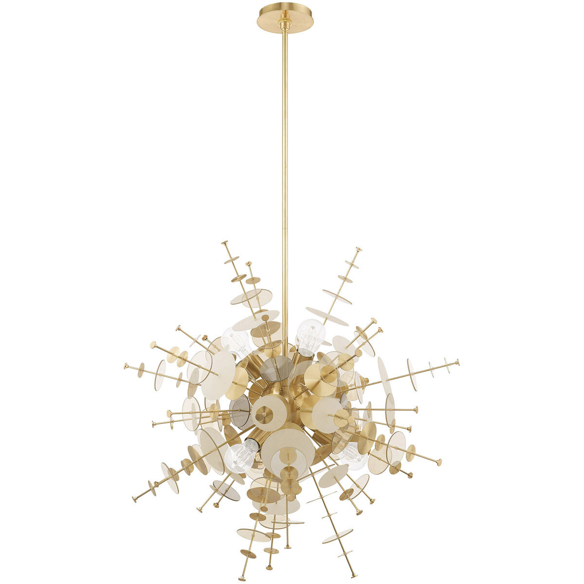 Circulo 6 Light 30 inch Satin Brass Pendant Chandelier Ceiling Light
