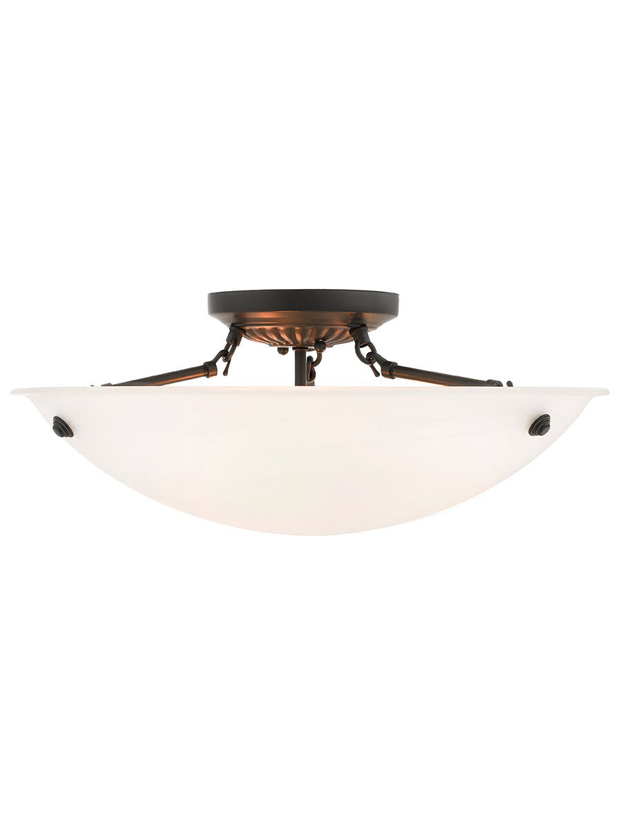 Oasis 3 Light 20 inch Bronze Semi-Flush Mount Ceiling Light