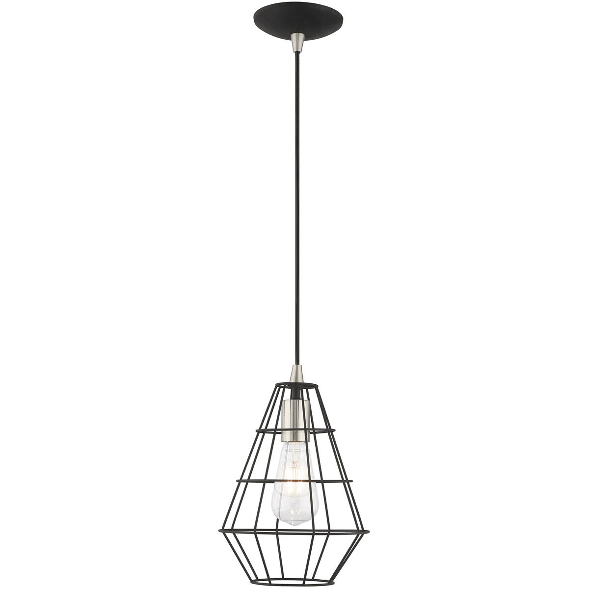 Geometric 1 Light 7.75 inch Black Mini Pendant Ceiling Light