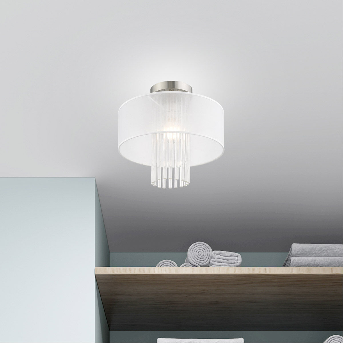 Alexis 1 Light 13 inch Brushed Nickel Semi-Flush Mount Ceiling Light