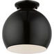 Piedmont 1 Light 10 inch Shiny Black Semi-Flush Mount Ceiling Light