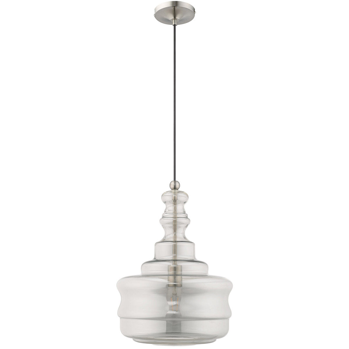 Art Glass 1 Light 12.63 inch Brushed Nickel Mini Pendant Ceiling Light
