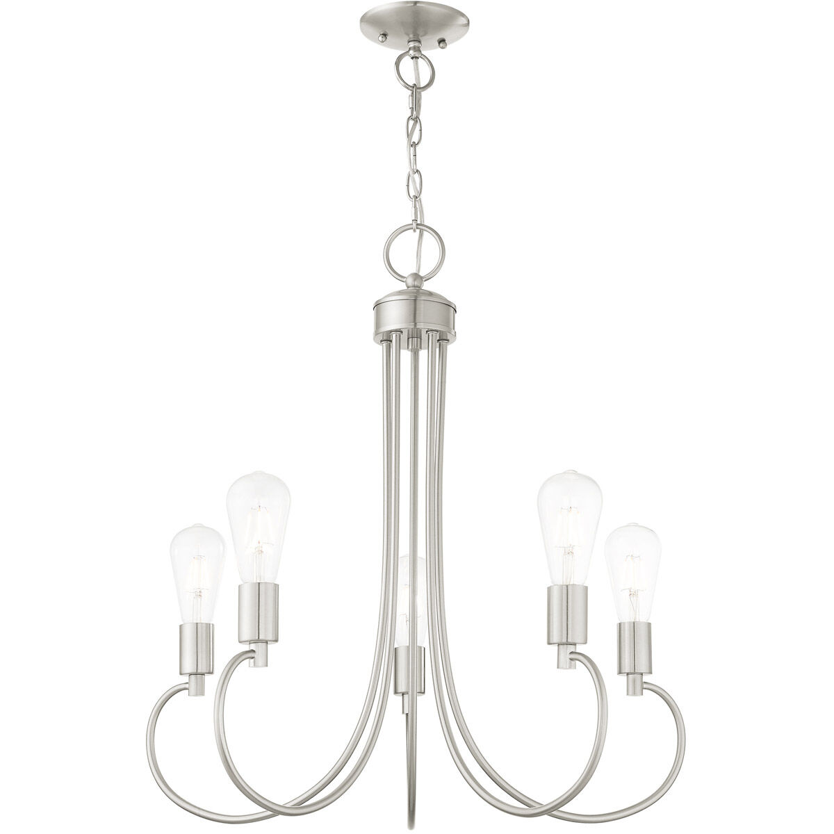 Bari 5 Light 25 inch Brushed Nickel Chandelier Ceiling Light