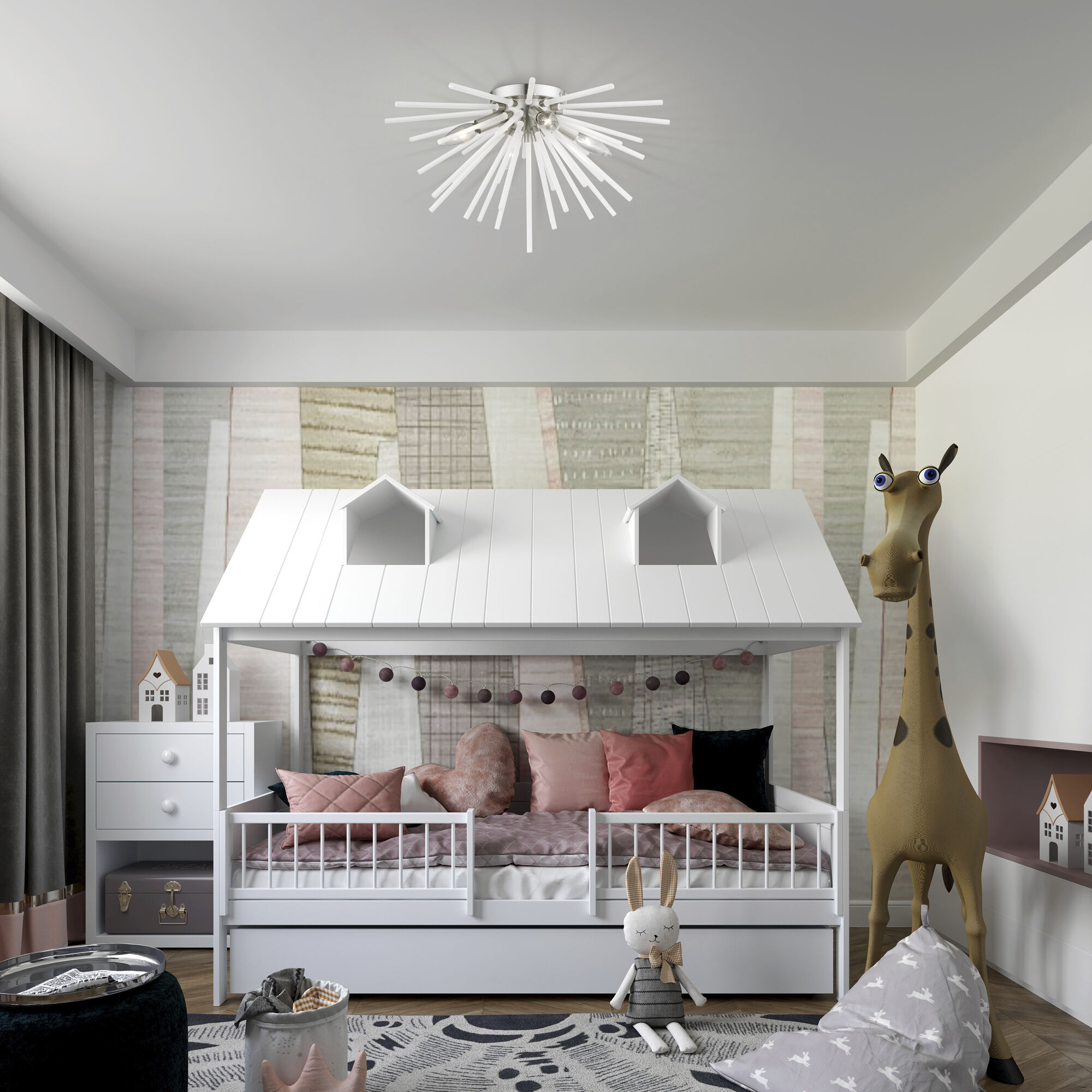 Uptown 4 Light 20 inch Brushed Nickel Flush Mount Ceiling Light