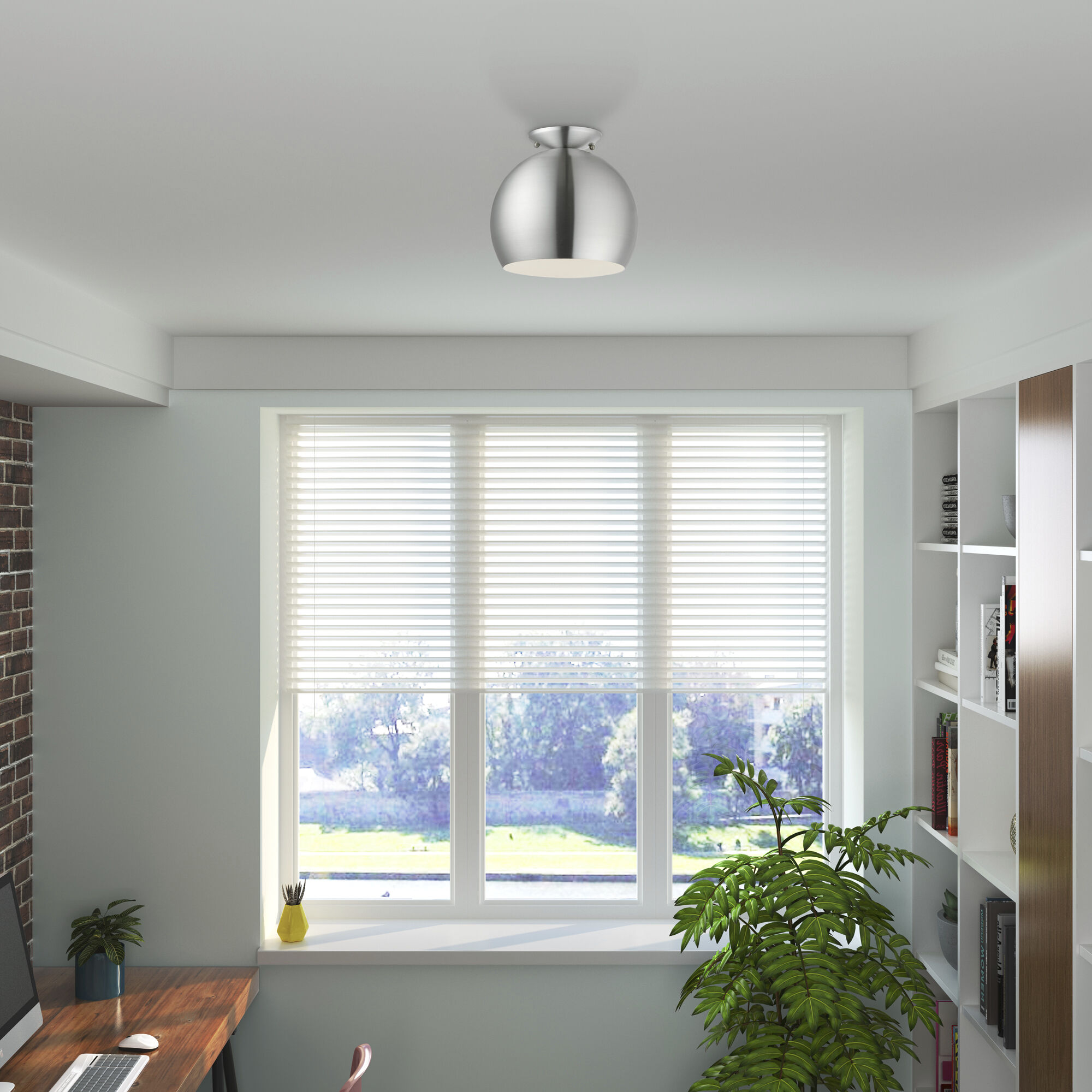 Piedmont 1 Light 10 inch Brushed Aluminum Semi-Flush Mount Ceiling Light