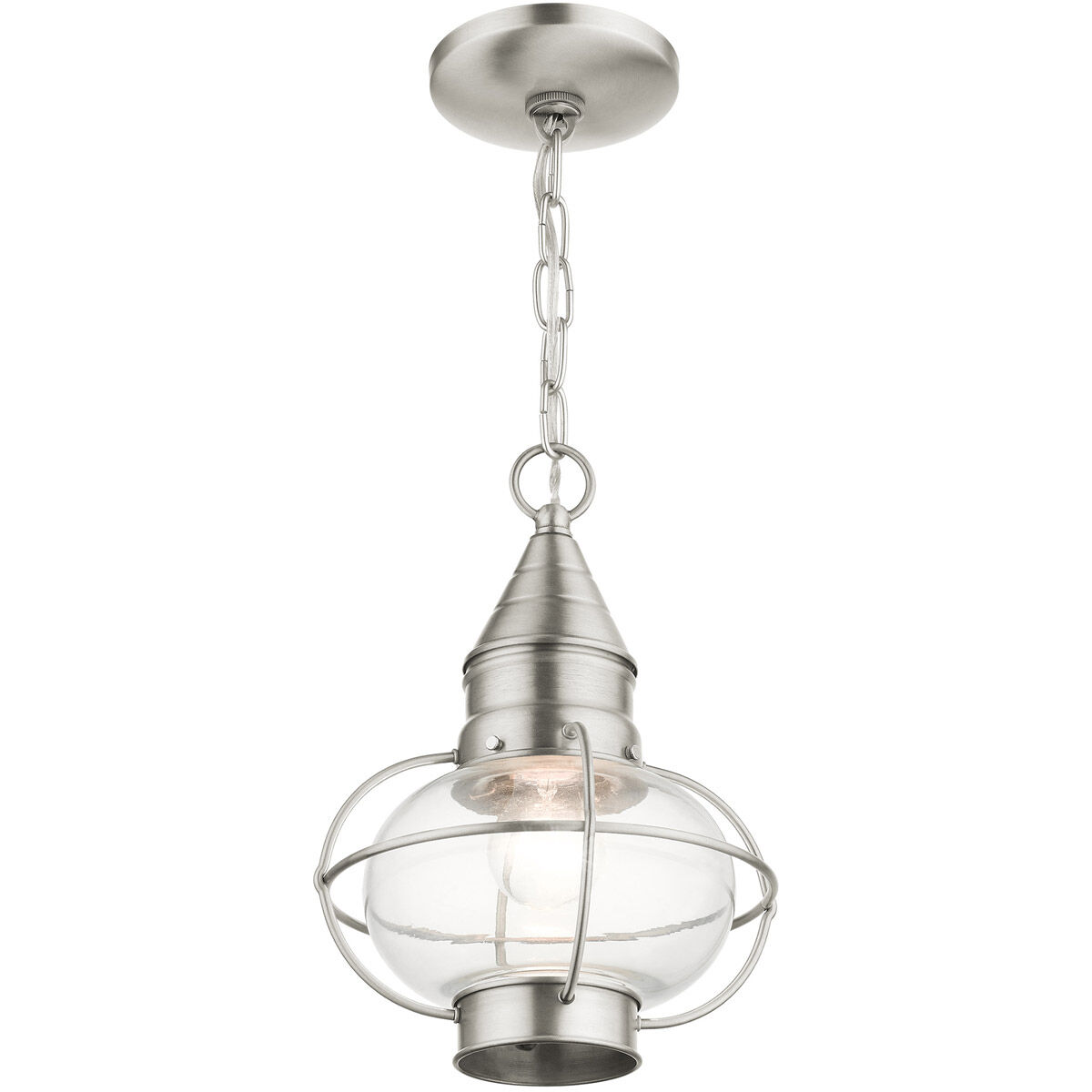 Newburyport 1 Light 9 inch Brushed Nickel Outdoor Pendant Lantern 