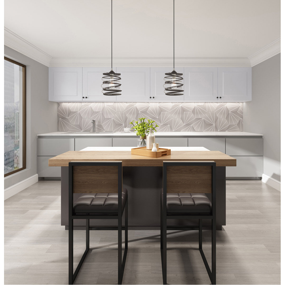 Geometric 1 Light 8 inch Bronze Mini Pendant Ceiling Light