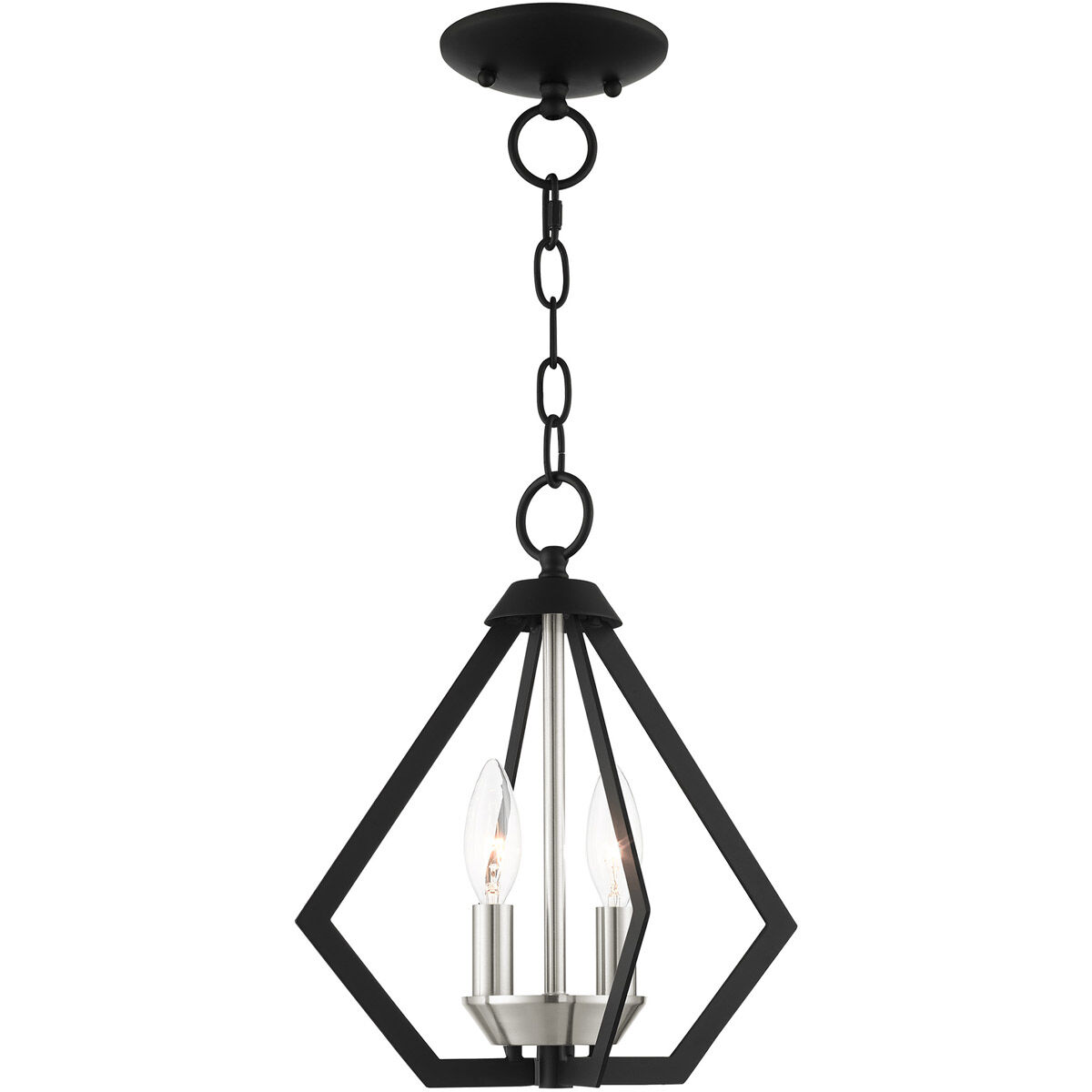 Prism 2 Light 11 inch Black with Brushed Nickel Cluster Convertible Semi Flush/Pendant Ceiling Light