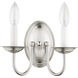 Home Basics 2 Light 10 inch Brushed Nickel Wall Sconce Wall Light