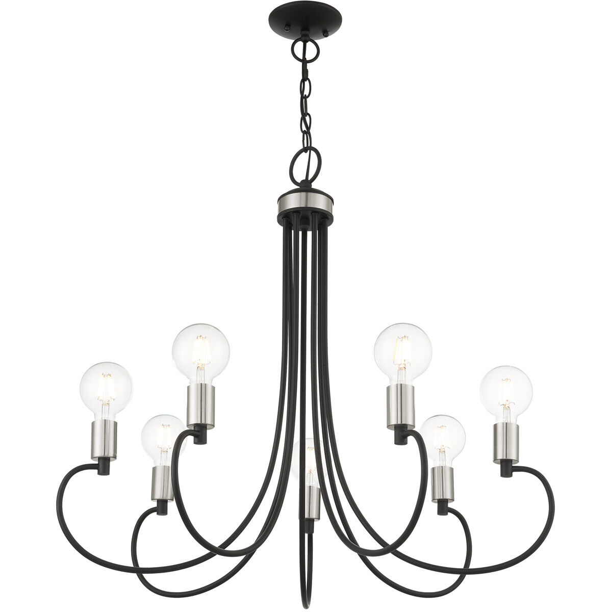 Bari 7 Light 30 inch Black with Brushed Nickel Accents Chandelier Ceiling Light