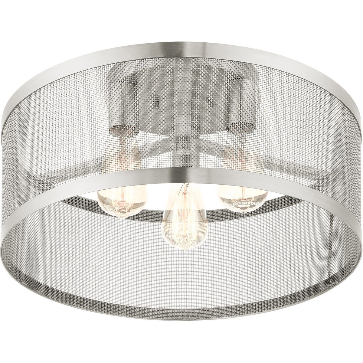 Industro 3 Light 18 inch Brushed Nickel Semi Flush Ceiling Light