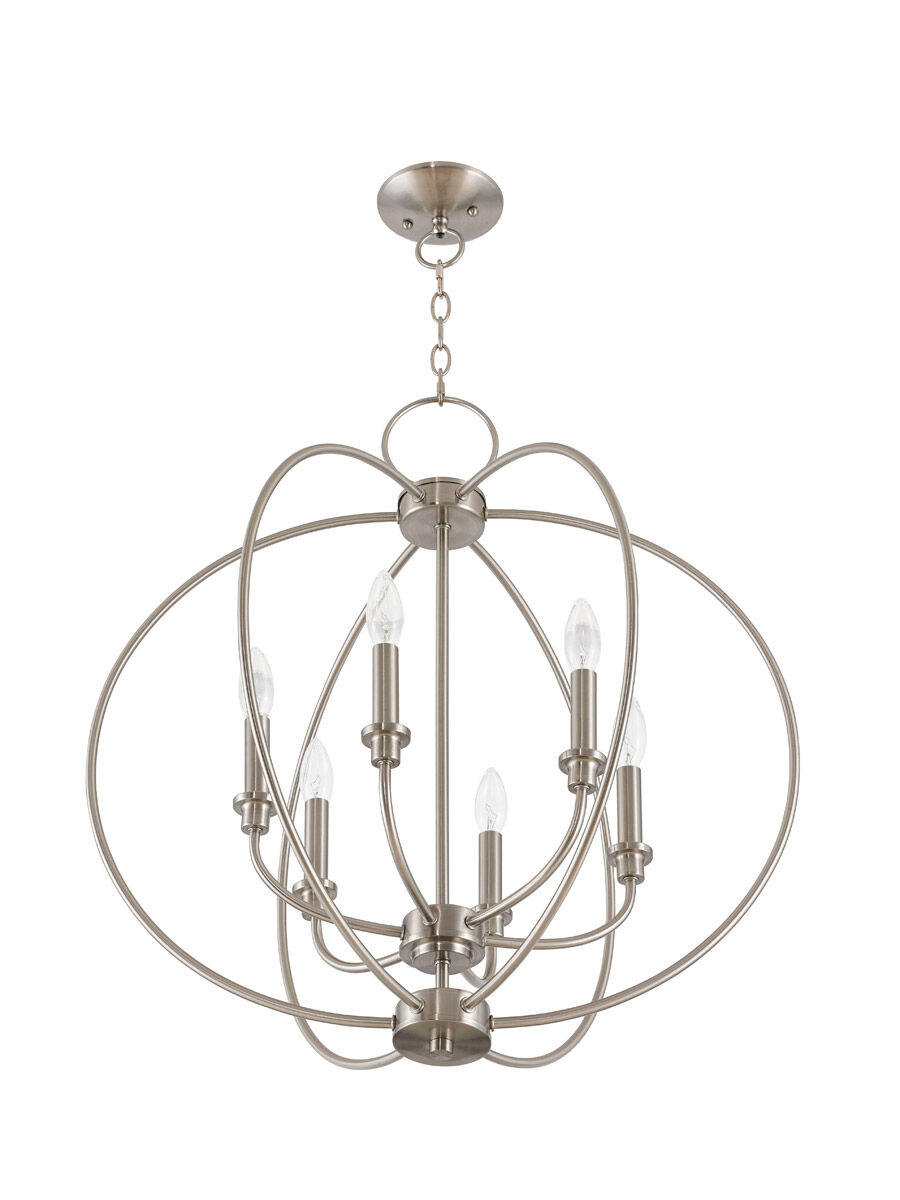 Milania 6 Light 25 inch Brushed Nickel Chandelier Ceiling Light