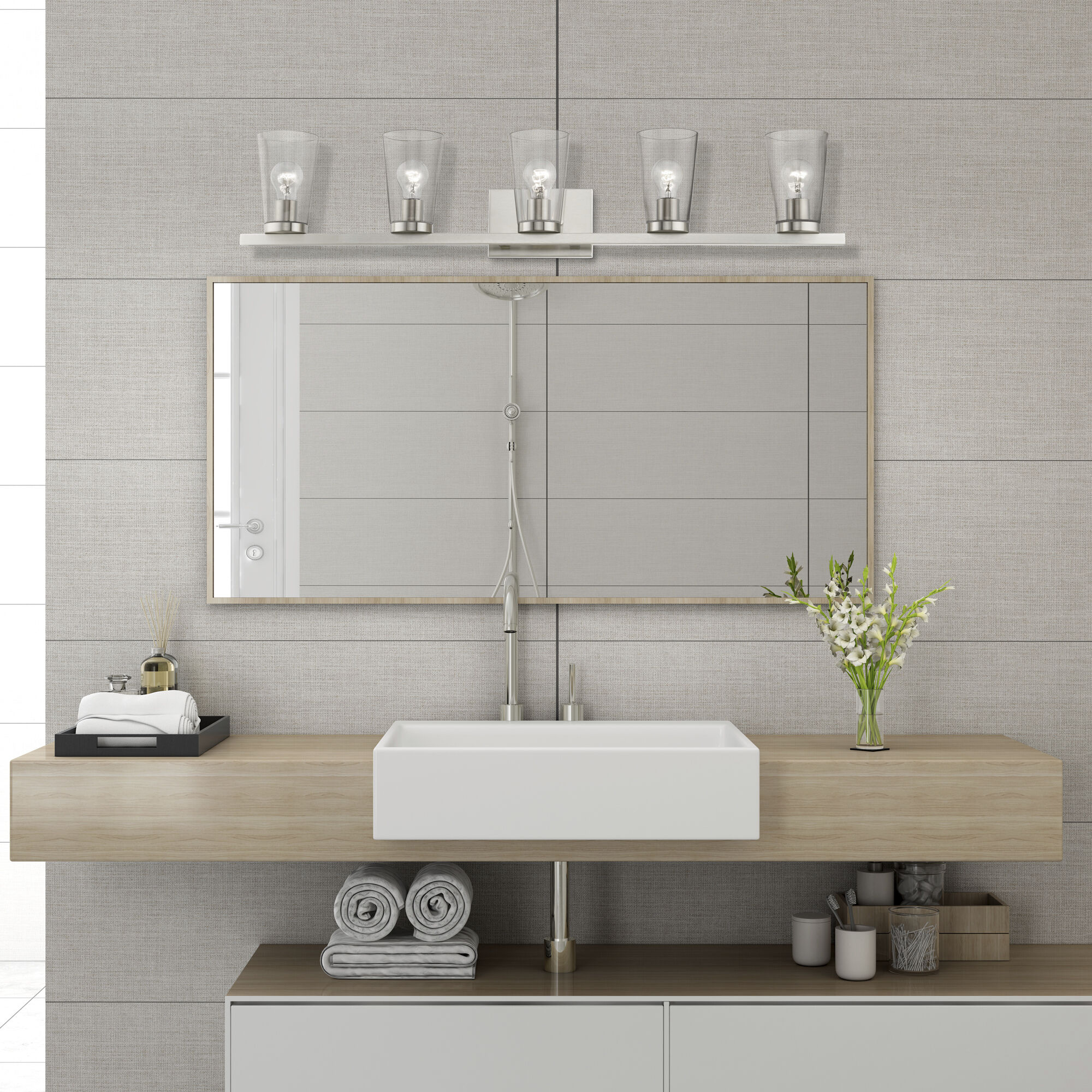 Cityview 5 Light 40 inch Brushed Nickel Vanity Sconce Wall Light, Extra Large