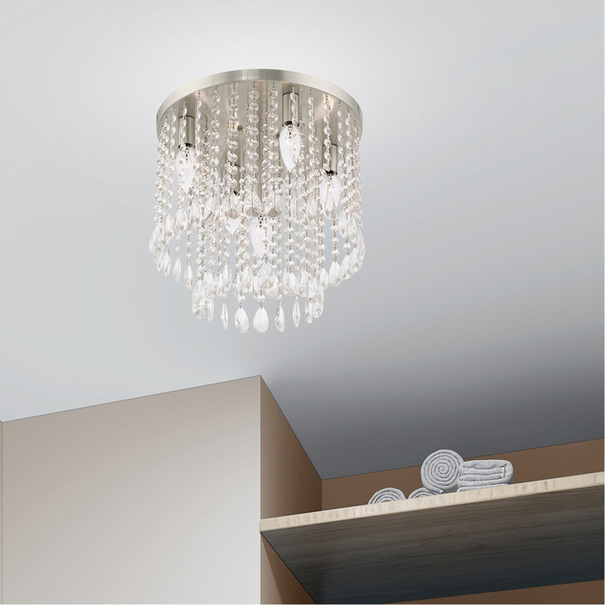 Elizabeth 5 Light 14 inch Brushed Nickel Flush Mount Ceiling Light