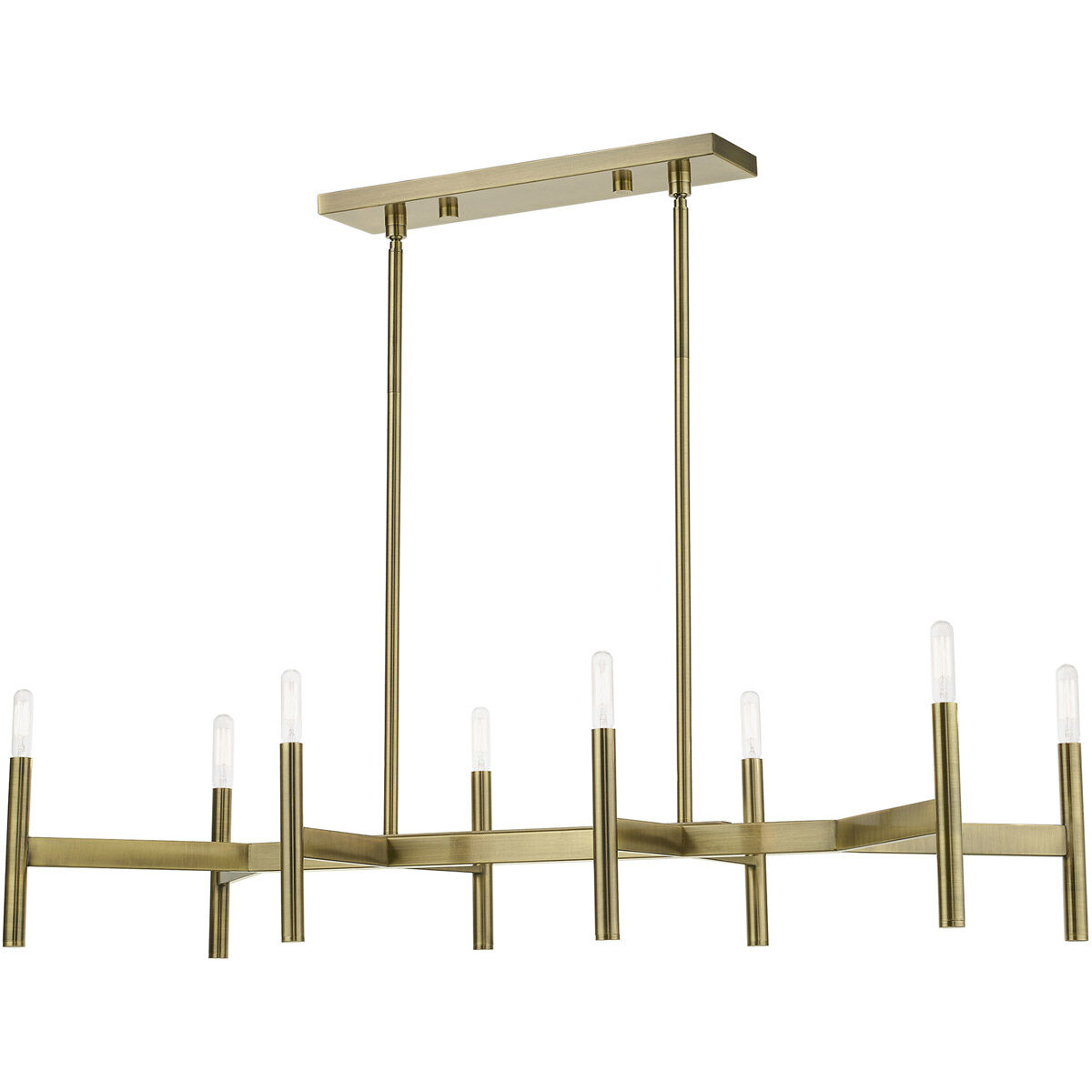 Copenhagen 8 Light 40 inch Antique Brass Linear Chandelier Ceiling Light
