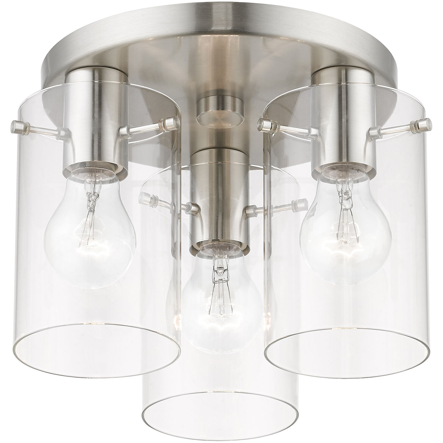 Munich 3 Light 11 inch Brushed Nickel Flush Mount Ceiling Light