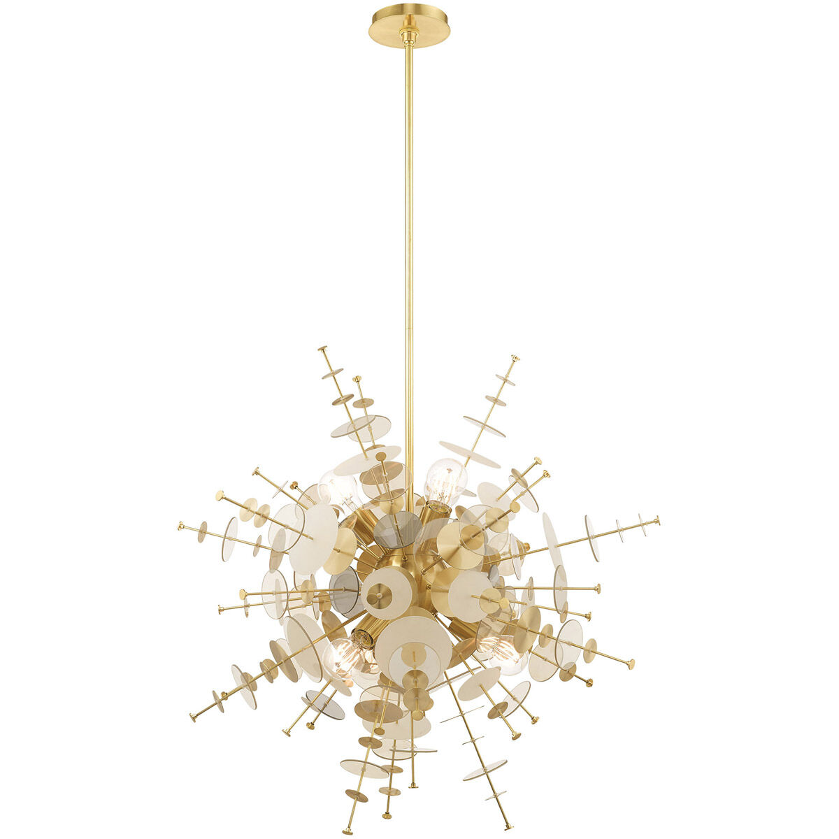 Circulo 6 Light 30 inch Satin Brass Pendant Chandelier Ceiling Light