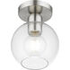 Downtown 1 Light 7 inch Brushed Nickel Semi-Flush Ceiling Light, Sphere