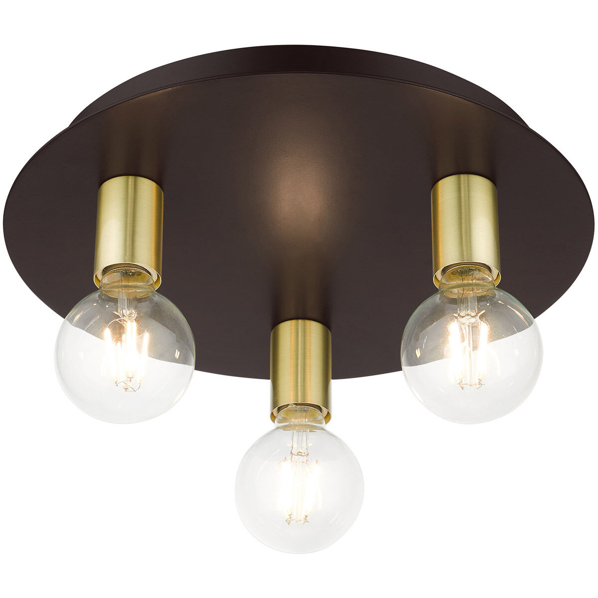 Hillview 3 Light 14 inch Bronze Flush Mount Ceiling Light