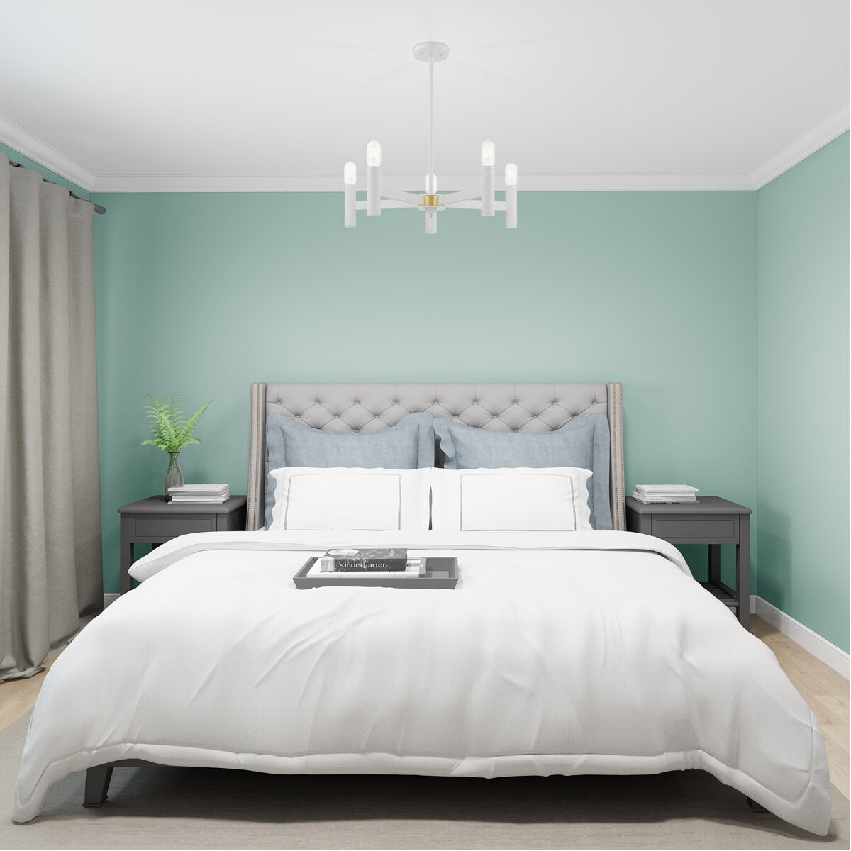 Copenhagen 5 Light 25 inch White Chandelier Ceiling Light