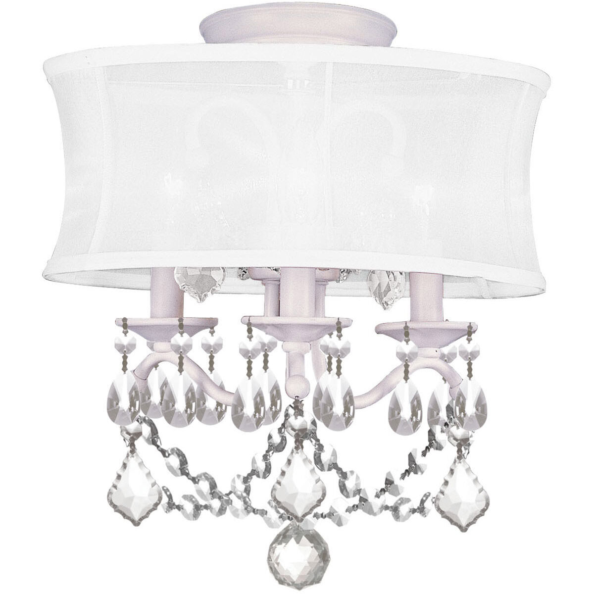 Newcastle 3 Light 13 inch White Convertible Mini Chandelier/Ceiling Mount Ceiling Light