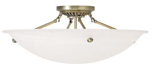 Oasis 4 Light 24 inch Antique Brass Semi-Flush Mount Ceiling Light