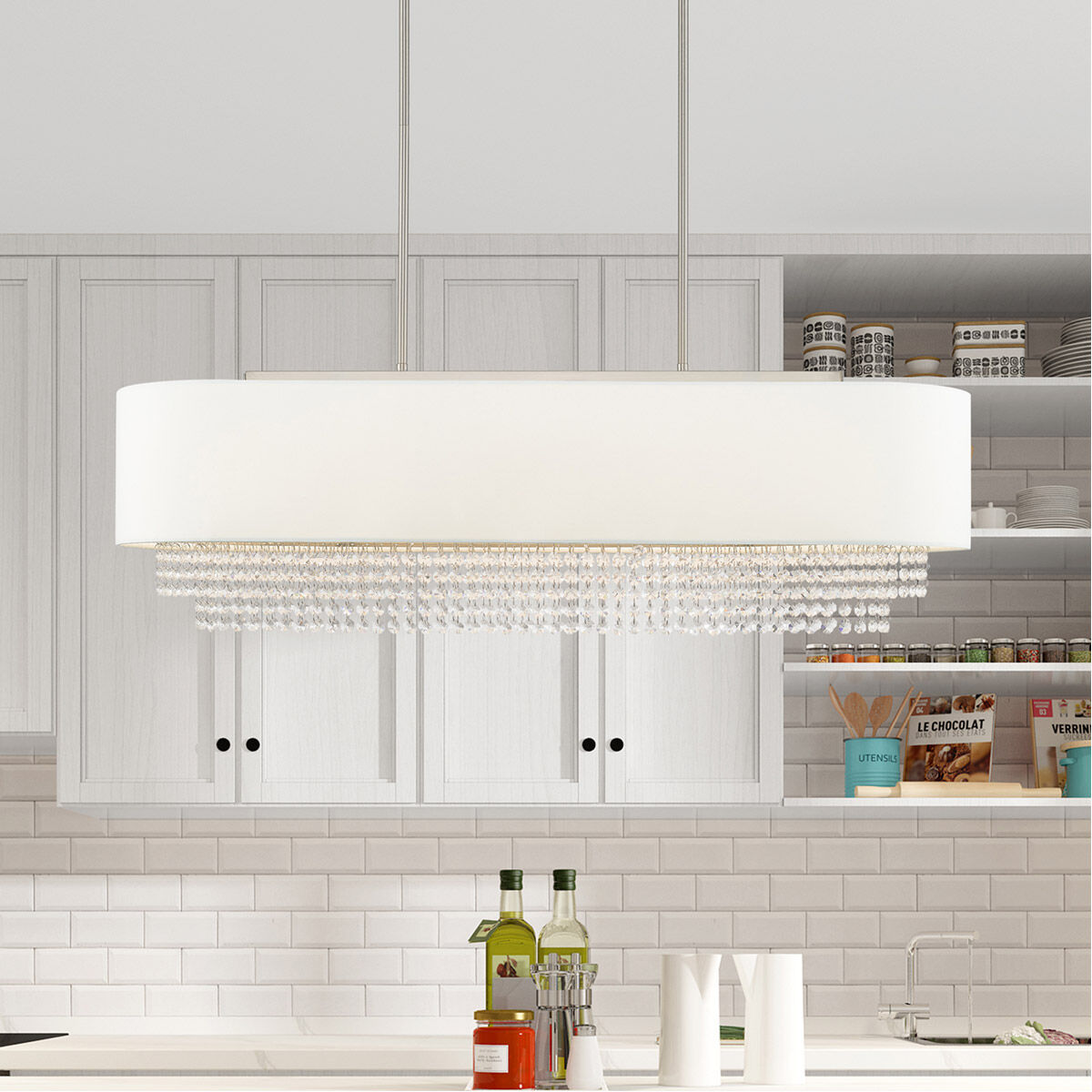 Carlisle 5 Light 41 inch Brushed Nickel Linear Chandelier Ceiling Light