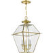 Westover 3 Light 12 inch Polished Brass Outdoor Pendant Lantern