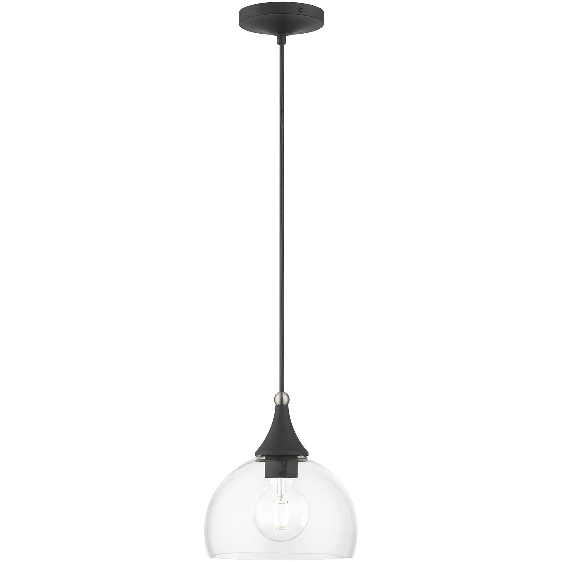 Glendon 1 Light 8.25 inch Black with Brushed Nickel Accents Glass Pendant Ceiling Light