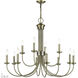 Estate 12 Light 36 inch Antique Brass 2-Tier Chandelier Ceiling Light