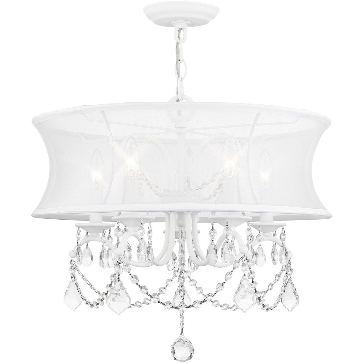 Newcastle 5 Light 20 inch White Chandelier Ceiling Light
