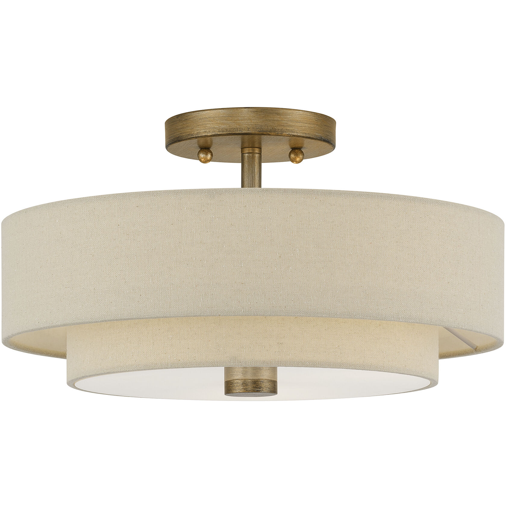 Bellingham 3 Light 15 inch Antique Gold Leaf Semi Flush Mount Ceiling Light, Large
