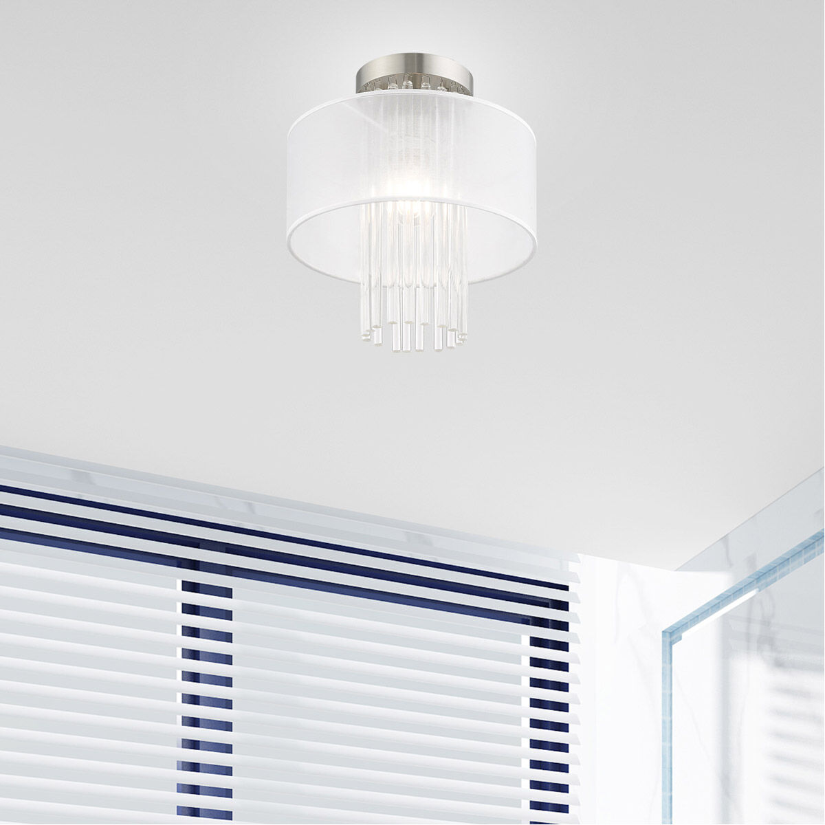 Alexis 1 Light 11 inch Brushed Nickel Semi-Flush Mount Ceiling Light