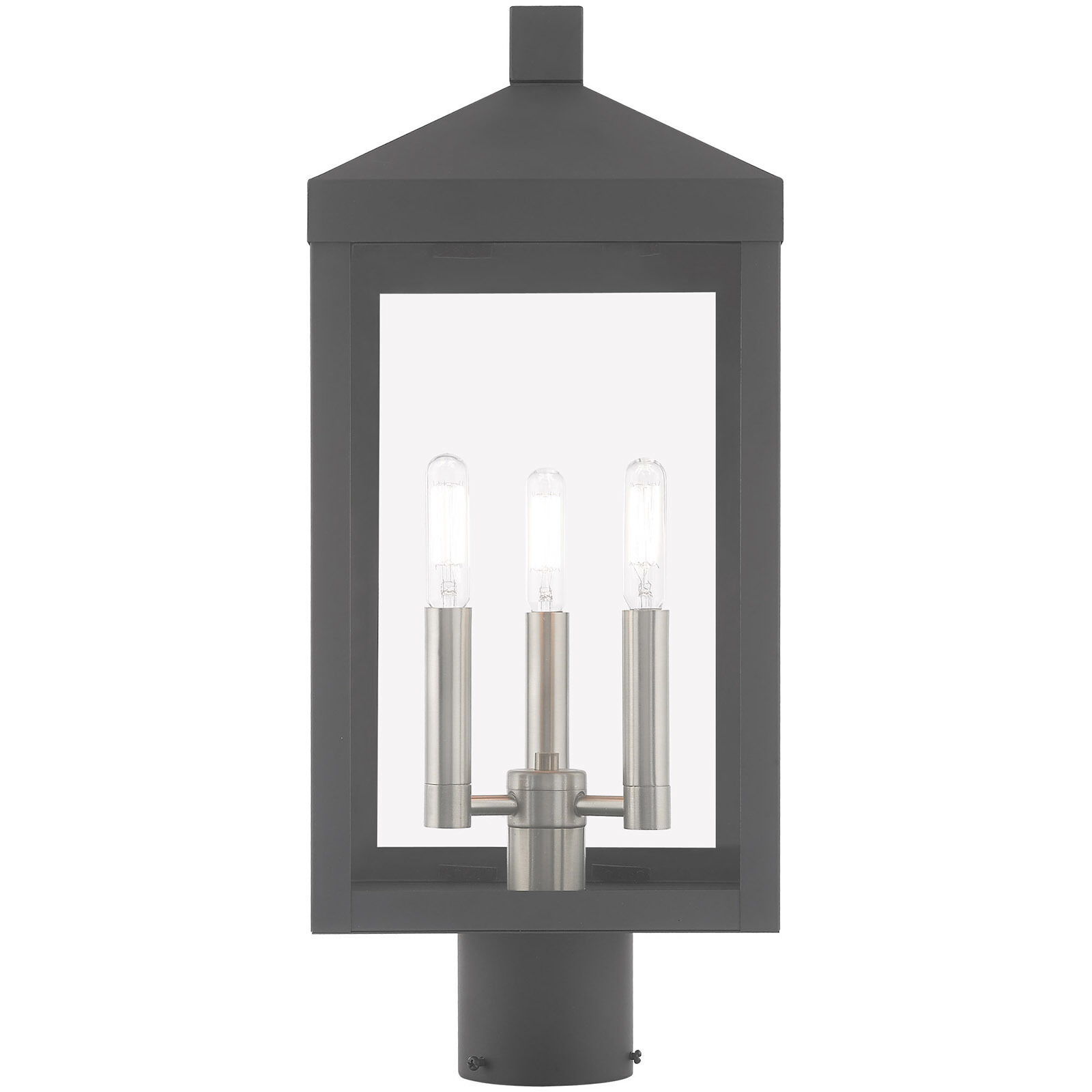 Nyack 3 Light 20 inch Scandinavian Gray Outdoor Post Top Lantern