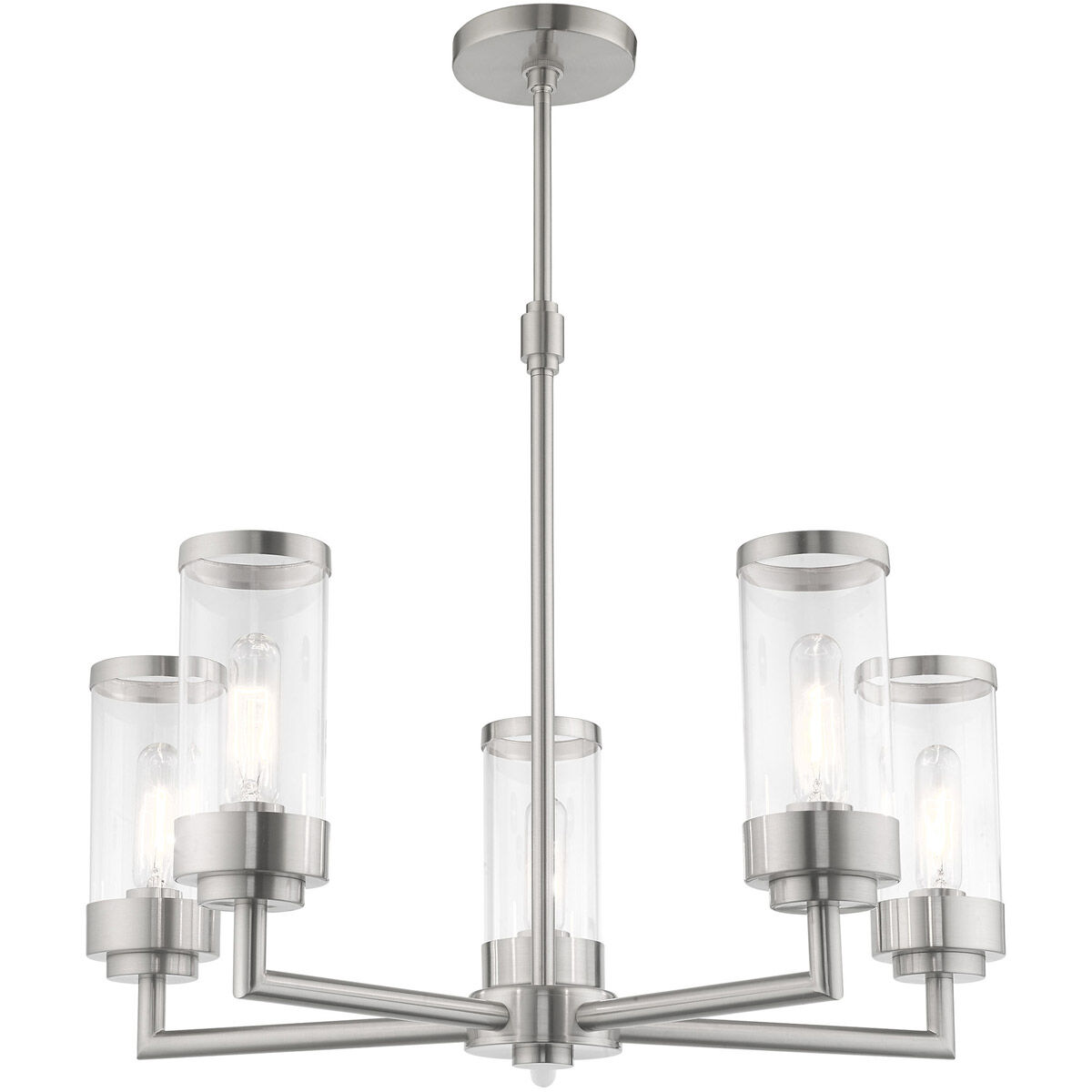 Hillcrest 5 Light 26 inch Brushed Nickel Chandelier Ceiling Light