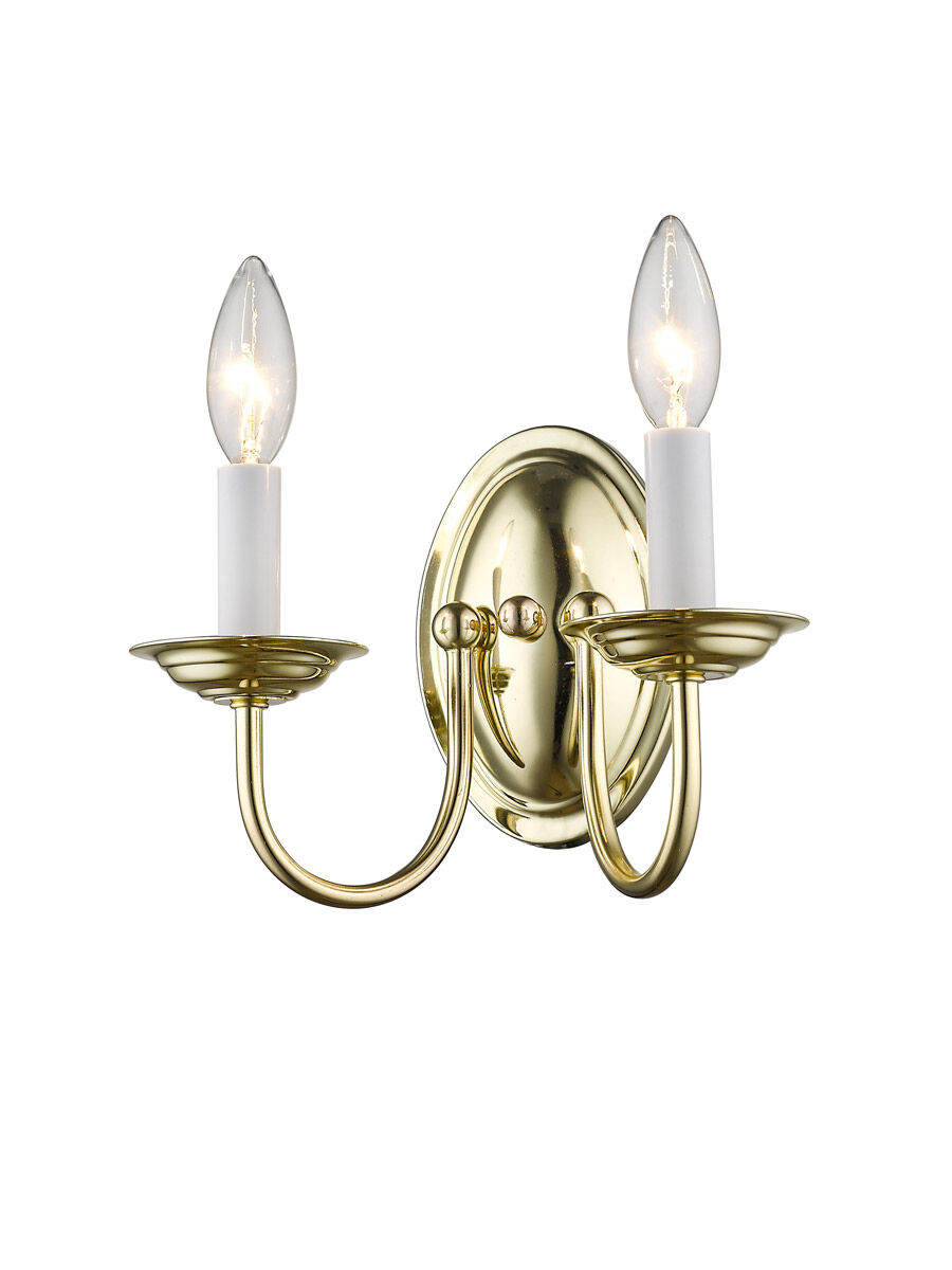 Home Basics 2 Light 10 inch Polished Brass Wall Sconce Wall Light