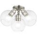 Downtown 3 Light 16 inch Brushed Nickel Semi-Flush Ceiling Light, Sphere