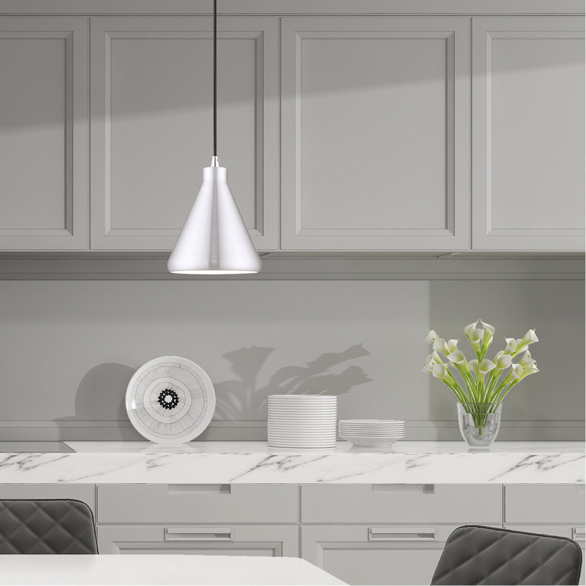 Allison 1 Light 7 inch Brushed Aluminum Mini Pendant Ceiling Light
