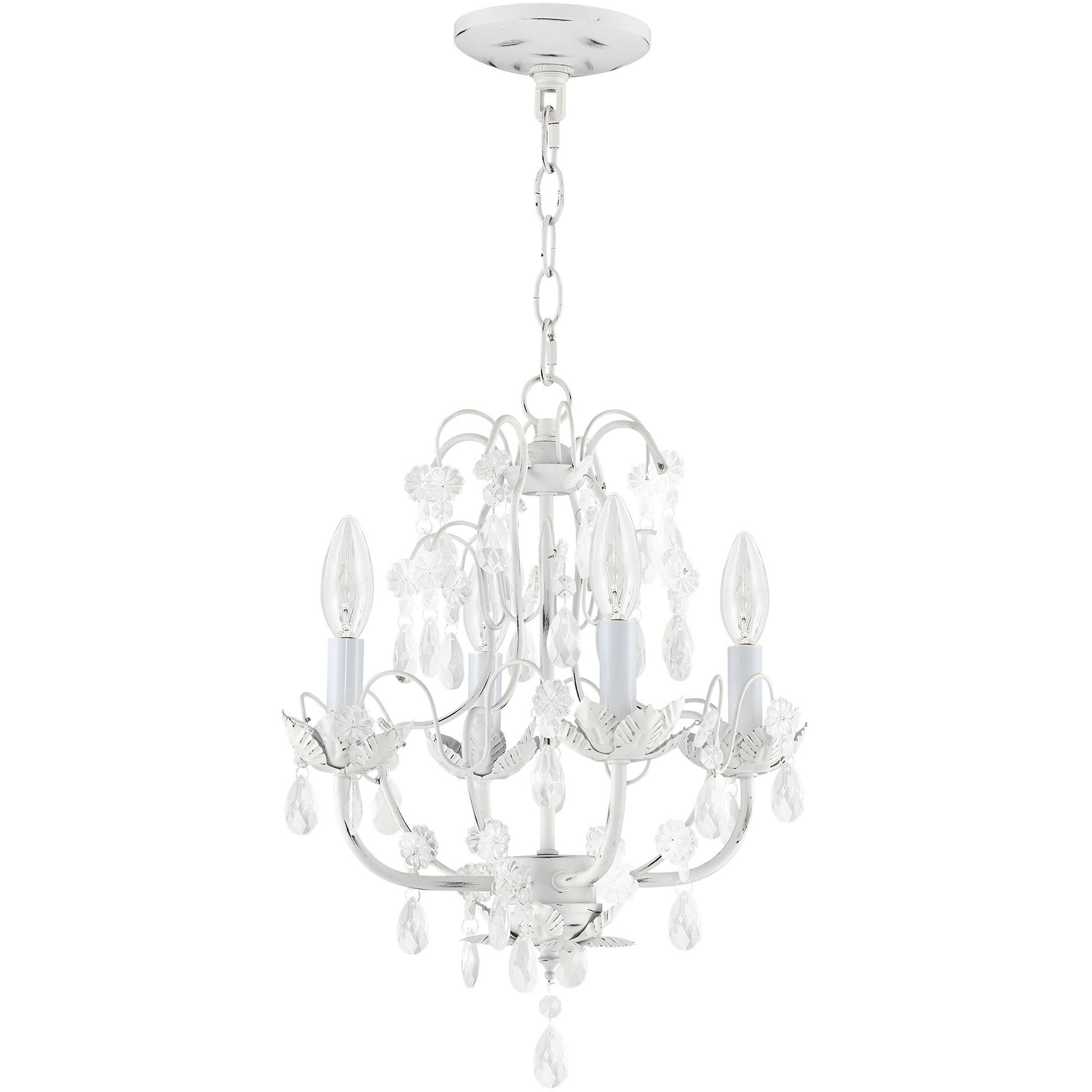 Athena 4 Light 14 inch Antique White Chandelier Ceiling Light