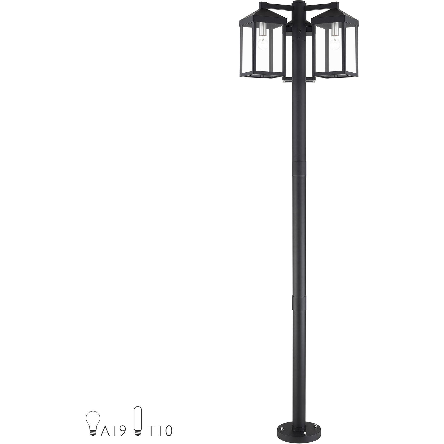 Nyack 3 Light 96.25 inch Black with Brushed Nickel Accents Outdoor 3 Head Post Light