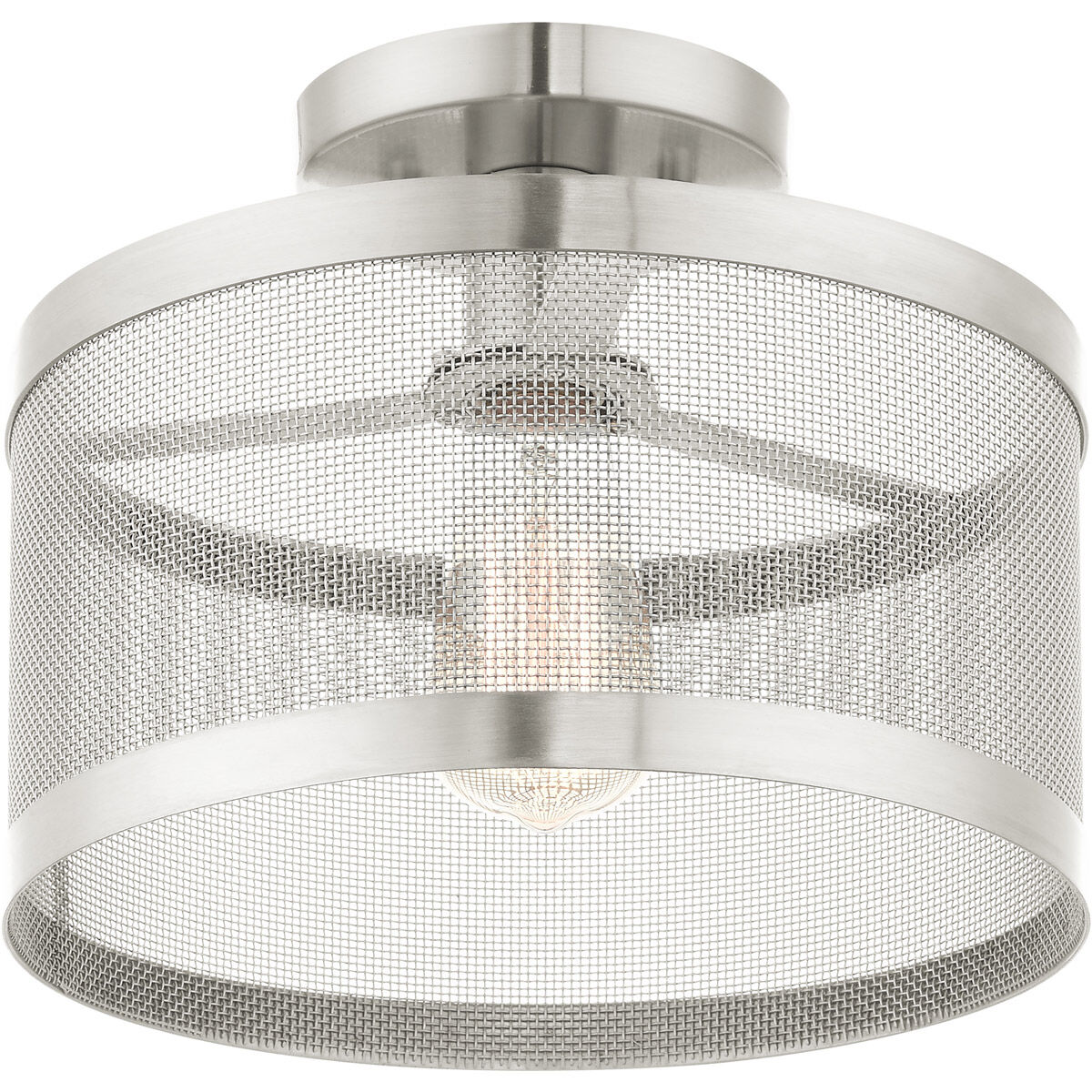 Industro 1 Light 11 inch Brushed Nickel Semi Flush Ceiling Light